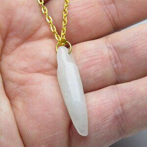 14K Jade Elephant tooth Pendant With Necklace